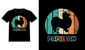 divertido papillon vintage retro puesta de sol silueta regalos amante de los perros dueño del perro camiseta esencial vector