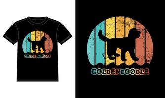 divertido goldendoodle vintage retro puesta de sol silueta regalos amante de los perros dueño del perro camiseta esencial vector