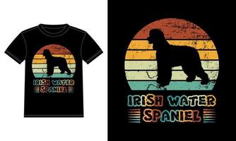 Funny Irish Water Spaniel Vintage Retro Sunset Silhouette Gifts Dog Lover Dog Owner Essential T-Shirt vector