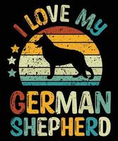 Funny German Shepherd Vintage Retro Sunset Silhouette Gifts Dog Lover Dog Owner Essential T-Shirt vector