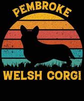 divertido pembroke welsh corgi vintage retro puesta de sol silueta regalos amante de los perros dueño del perro camiseta esencial vector