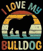 Funny Bulldog Vintage Retro Sunset Silhouette Gifts Dog Lover Dog Owner Essential T-Shirt vector