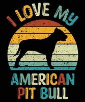 divertido pit bull americano vintage retro puesta de sol silueta regalos amante de los perros dueño del perro camiseta esencial vector