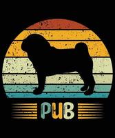 Funny Pug Vintage Retro Sunset Silhouette Gifts Dog Lover Dog Owner Essential T-Shirt vector