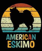 Funny American Eskimo Vintage Retro Sunset Silhouette Gifts Dog Lover Dog Owner Essential T-Shirt vector