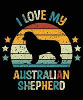 Funny Australian Shepherd Vintage Retro Sunset Silhouette Gifts Dog Lover Dog Owner Essential T-Shirt vector