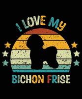 Funny Bichon Frise Vintage Retro Sunset Silhouette Gifts Dog Lover Dog Owner Essential T-Shirt vector