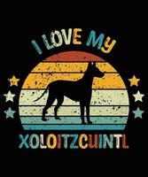 Funny Xoloitzcuintl Vintage Retro Sunset Silhouette Gifts Dog Lover Dog Owner Essential T-Shirt vector