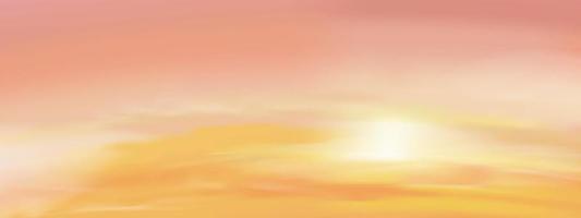 amanecer en la mañana con cielo naranja, amarillo y rosa, paisaje crepuscular con puesta de sol en la noche, vector hermoso cielo romántico crepúsculo estandarte de puesta de sol o luz del sol durante cuatro estaciones paisaje de fondo otoñal