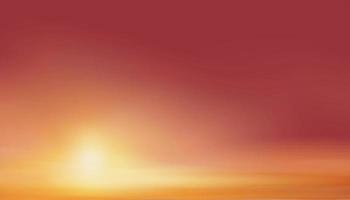 amanecer por la mañana con cielo rojo, naranja, amarillo y rosa, espectacular paisaje crepuscular con puesta de sol por la noche, pancarta de horizonte de malla vectorial de puesta de sol o luz solar durante cuatro estaciones de fondo vector