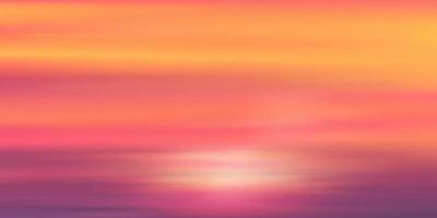 amanecer en la mañana con cielo naranja, amarillo, rosa, púrpura, espectacular paisaje crepuscular con puesta de sol en la noche, bandera de cielo de horizonte de malla vectorial de puesta de sol o luz solar durante cuatro estaciones de fondo vector