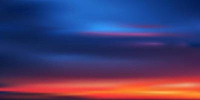 puesta de sol con cielo naranja, amarillo, rosa, violeta, azul, espectacular paisaje crepuscular con puesta de sol por la noche, horizonte vectorial cielo romántico estandarte del amanecer o la luz del sol durante las cuatro estaciones de fondo vector