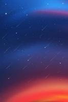 cielo nocturno con estrellas brillando y cometas cayendo, cielo dramático paisajístico en color azul oscuro, hermosa vista panorámica del cielo oscuro y crepúsculo, fondo natural de ilustración vectorial vertical, cielo romántico vector