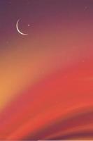 Islamic card with Crescent moon on Blue,Orange sky background,Vertical banner Ramadan Night with Dramtic Suset,twilight dusk sky for Islamic religion,Eid al-Adha,Eid Mubarak,Eid al fitr,Ramadan Kareem vector
