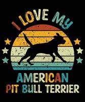 Funny American Staffordshire Terrier Vintage Retro Sunset Silhouette Gifts Dog Lover Dog Owner Essential T-Shirt vector