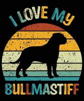 divertido bullmastiff vintage retro puesta de sol silueta regalos amante de los perros dueño del perro camiseta esencial vector