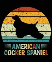 gracioso cocker spaniel americano vintage retro puesta de sol silueta regalos amante de los perros dueño del perro camiseta esencial vector