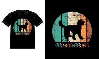 divertido goldendoodle vintage retro puesta de sol silueta regalos amante de los perros dueño del perro camiseta esencial vector