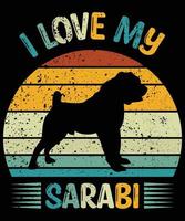 divertido sarabi vintage retro puesta de sol silueta regalos amante de los perros dueño del perro camiseta esencial vector