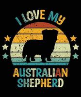 Funny Australian Shepherd Vintage Retro Sunset Silhouette Gifts Dog Lover Dog Owner Essential T-Shirt vector