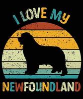 Funny Newfoundland Vintage Retro Sunset Silhouette Gifts Dog Lover Dog Owner Essential T-Shirt vector