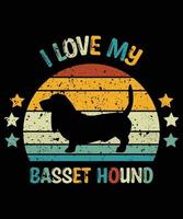 divertido basset hound vintage retro puesta de sol silueta regalos amante de los perros dueño del perro camiseta esencial vector