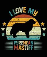 Funny Pyrenean Mastiff Vintage Retro Sunset Silhouette Gifts Dog Lover Dog Owner Essential T-Shirt vector