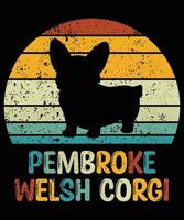 divertido pembroke welsh corgi vintage retro puesta de sol silueta regalos amante de los perros dueño del perro camiseta esencial vector