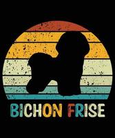 divertido bichon frise vintage retro puesta de sol silueta regalos amante de los perros dueño del perro camiseta esencial vector