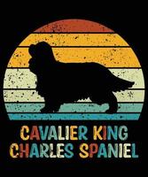 Funny Cavalier King Charles Spaniel Vintage Retro Sunset Silhouette Gifts Dog Lover Dog Owner Essential T-Shirt vector