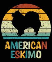 Funny American Eskimo Vintage Retro Sunset Silhouette Gifts Dog Lover Dog Owner Essential T-Shirt vector