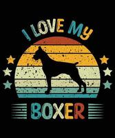 boxeador divertido vintage retro puesta de sol silueta regalos amante de los perros dueño del perro camiseta esencial vector