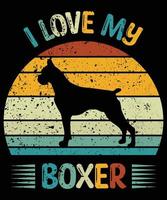 Funny Boxer Vintage Retro Sunset Silhouette Gifts Dog Lover Dog Owner Essential T-Shirt vector