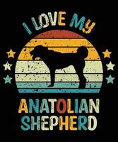 Funny Anatolian Shepherd Vintage Retro Sunset Silhouette Gifts Dog Lover Dog Owner Essential T-Shirt vector