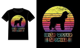 Funny Irish Water Spaniel Vintage Retro Sunset Silhouette Gifts Dog Lover Dog Owner Essential T-Shirt vector