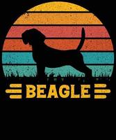 divertido beagle vintage retro puesta de sol silueta regalos amante de los perros dueño del perro camiseta esencial vector