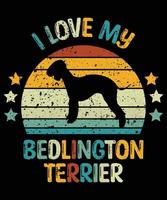 gracioso bedlington terrier vintage retro puesta de sol silueta regalos amante de los perros dueño del perro camiseta esencial vector