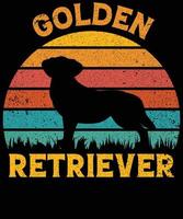 Funny Golden Retriever Vintage Retro Sunset Silhouette Gifts Dog Lover Dog Owner Essential T-Shirt vector