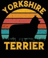 divertido yorkshire terrier vintage retro puesta de sol silueta regalos amante de los perros dueño del perro camiseta esencial vector