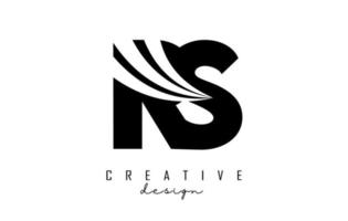 Creative black letters RS R s logo with leading lines and road concept design. Letters with geometric design. vector