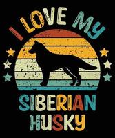 Funny Siberian Husky Vintage Retro Sunset Silhouette Gifts Dog Lover Dog Owner Essential T-Shirt vector
