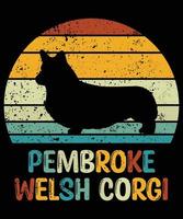 divertido pembroke welsh corgi vintage retro puesta de sol silueta regalos amante de los perros dueño del perro camiseta esencial vector