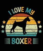 Funny Boxer Vintage Retro Sunset Silhouette Gifts Dog Lover Dog Owner Essential T-Shirt vector