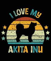 Funny Akita Inu Vintage Retro Sunset Silhouette Gifts Dog Lover Dog Owner Essential T-Shirt vector
