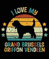 Funny Grand Basset Griffon Vendeen Vintage Retro Sunset Silhouette Gifts Dog Lover Dog Owner Essential T-Shirt vector