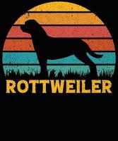 gracioso rottweiler vintage retro puesta de sol silueta regalos amante de los perros dueño del perro camiseta esencial vector