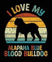 divertido alapaha sangre azul bulldog vintage retro puesta de sol silueta regalos amante de los perros dueño del perro camiseta esencial vector