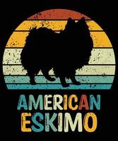 Funny American Eskimo Vintage Retro Sunset Silhouette Gifts Dog Lover Dog Owner Essential T-Shirt vector