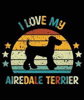 Funny Airedale Terrier Vintage Retro Sunset Silhouette Gifts Dog Lover Dog Owner Essential T-Shirt vector