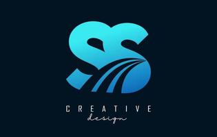 Creative blue letters Ss s logo with leading lines and road concept design. Letters with geometric design. vector